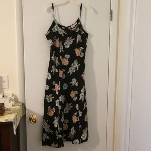 Vintage Black En Focus Floral Tank Top Maxi Dress with Flower Pattern Size 9/10
